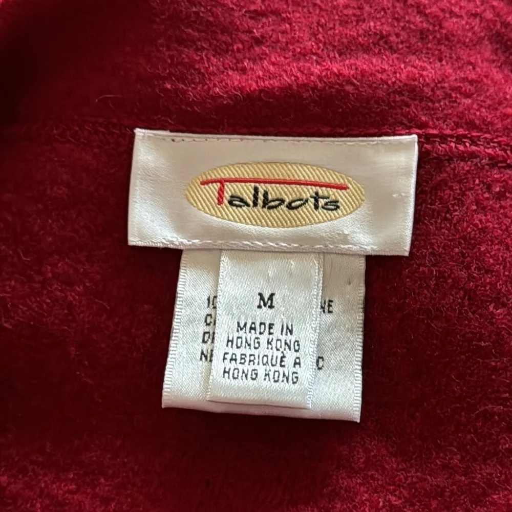 Talbots Sz M 100%‎ Wool red light jacket blazer cardigan top Sz M